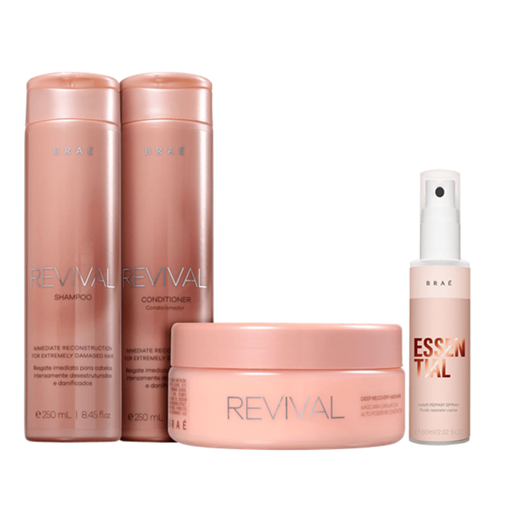 Bráe Kit Revival Duo 250ml + Mácara 200g e MINI Essential 60ml
