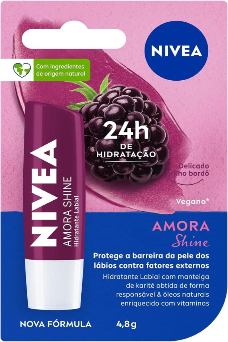 Protetor Labial Nivea - Com Cor - Amora Shine - 4,8g