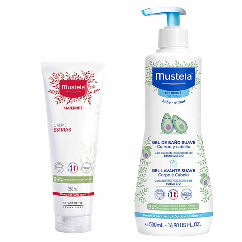 Mustela Kit – Creme para Estrias 250ml + Gel Lavante para Corpo e Cabelo 500ml