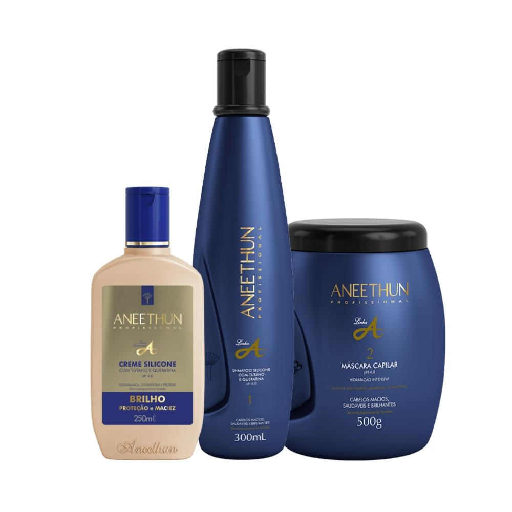 Aneethun Linha A Shampoo 300ml + Máscara 500g + Creme de Silicone 250ml
