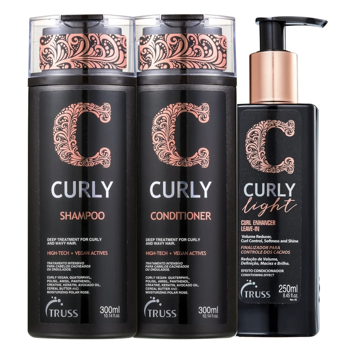 Kit Truss Curly - Shampoo 300ml + Condicionador 300ml + Leave-In Light 250ml