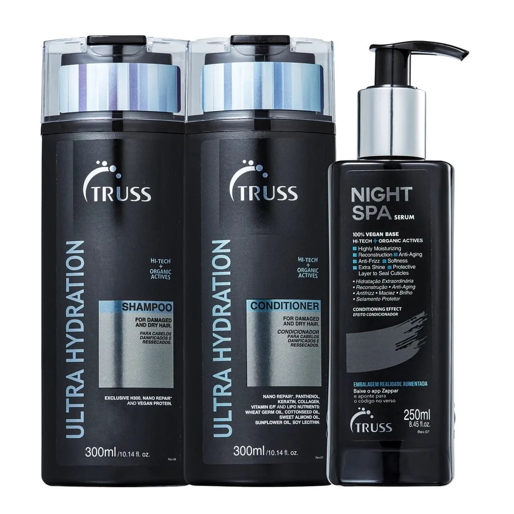 Kit Truss Ultra Hydration - Shampoo 300ml + Condicionador 300ml + Night Spa 250ml