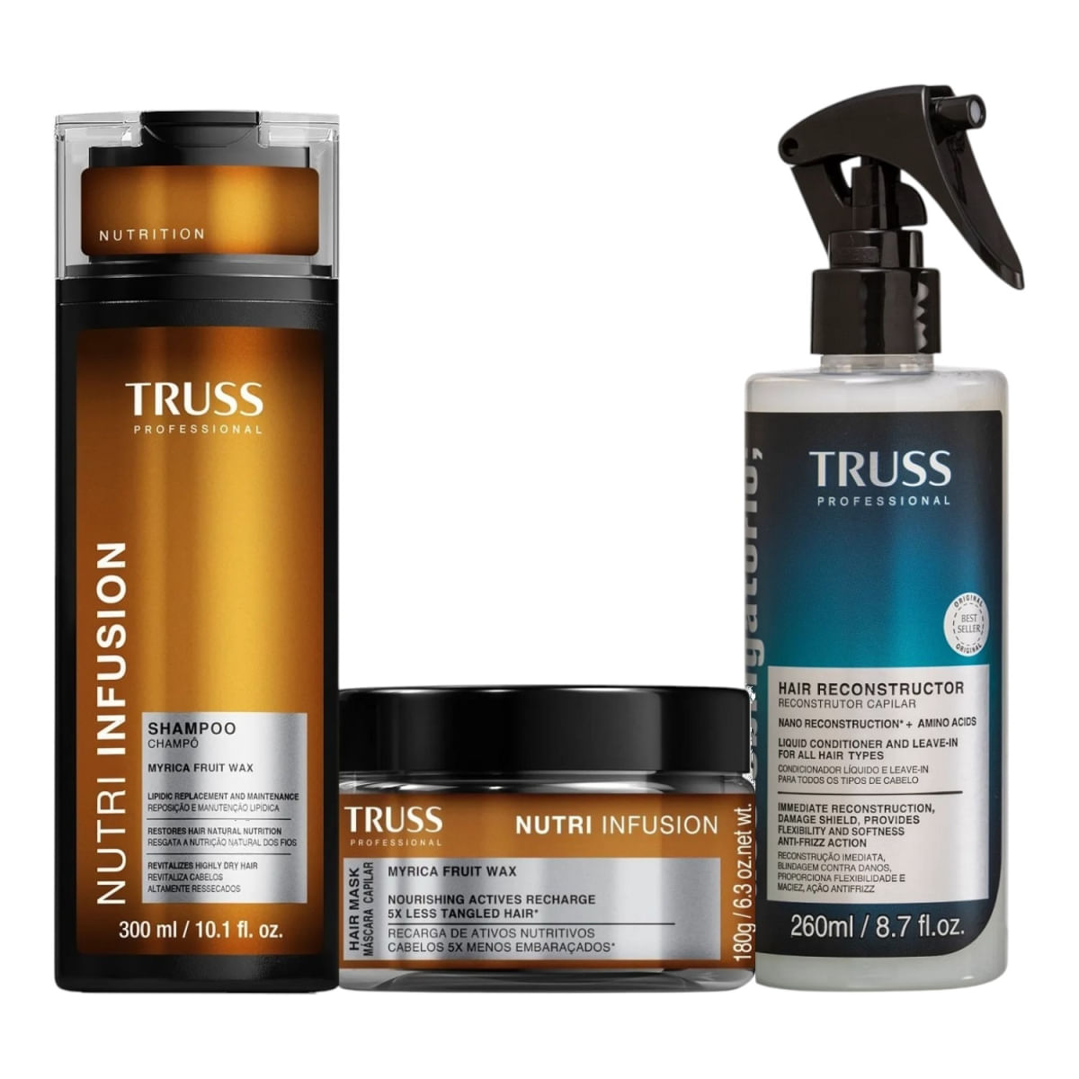 Kit Truss Nutri Infusion - Shampoo 300ml + Máscara 180g + Uso Obrigatório Spray 260ml