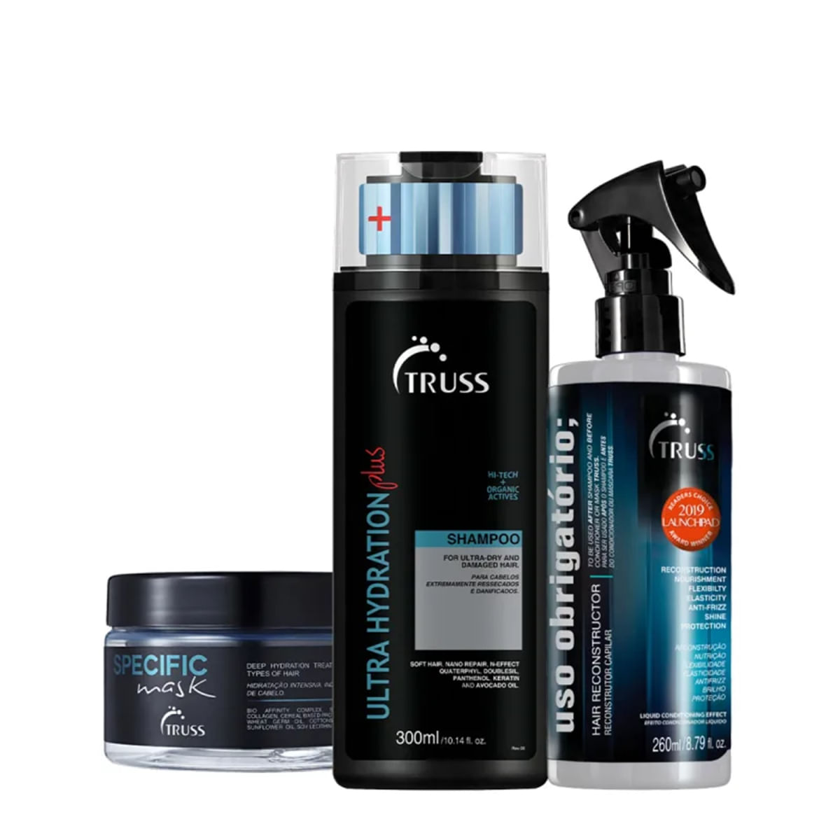 Kit Truss Ultra Hydration Plus - Shampoo 300ml + Uso Obrigatório Spray 260ml + Máscara Specific 180g