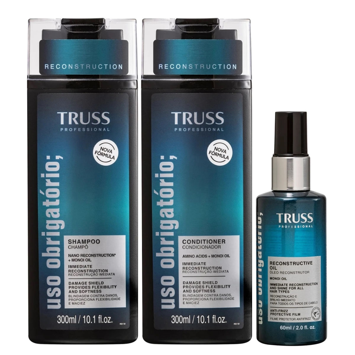 Kit TRUSS Uso Obrigatório Shampoo 300ml + Condicionador 300ml + Óleo 60ml