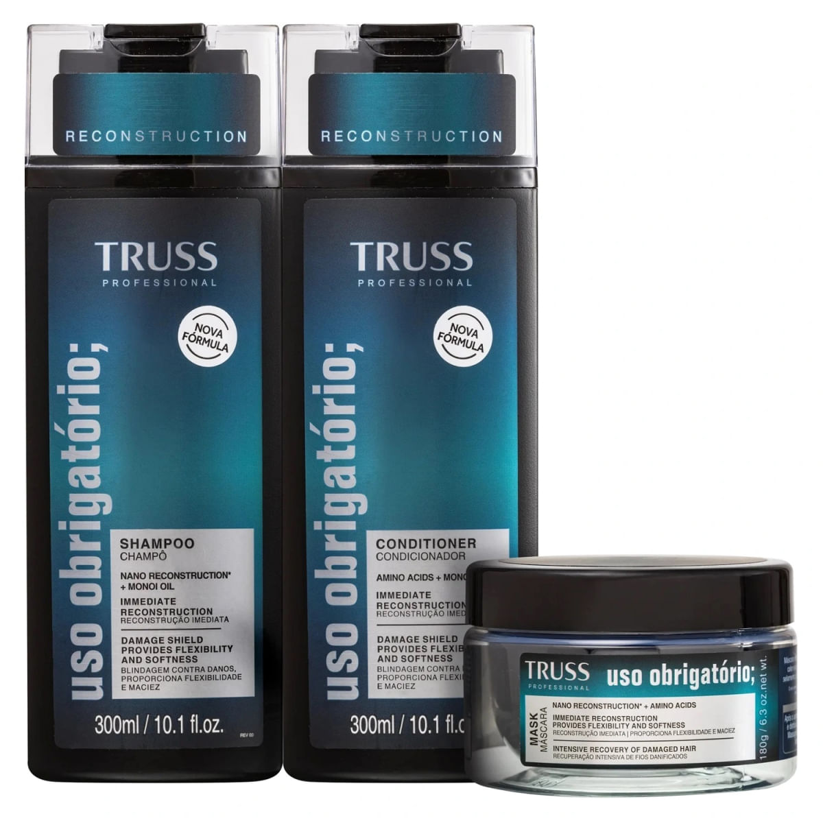 Kit TRUSS Uso Obrigatório Reconstruction Shampoo 300ml + Condicionador 300ml + Máscara 180g