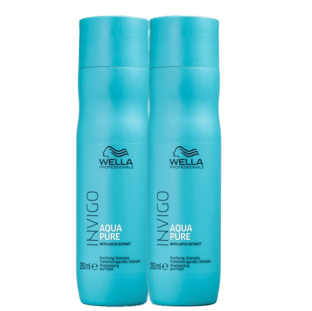 Kit Wella Professionals Invigo Balance Aqua Pure  Shampoo Antirresiduos 250ml 2 Unidades