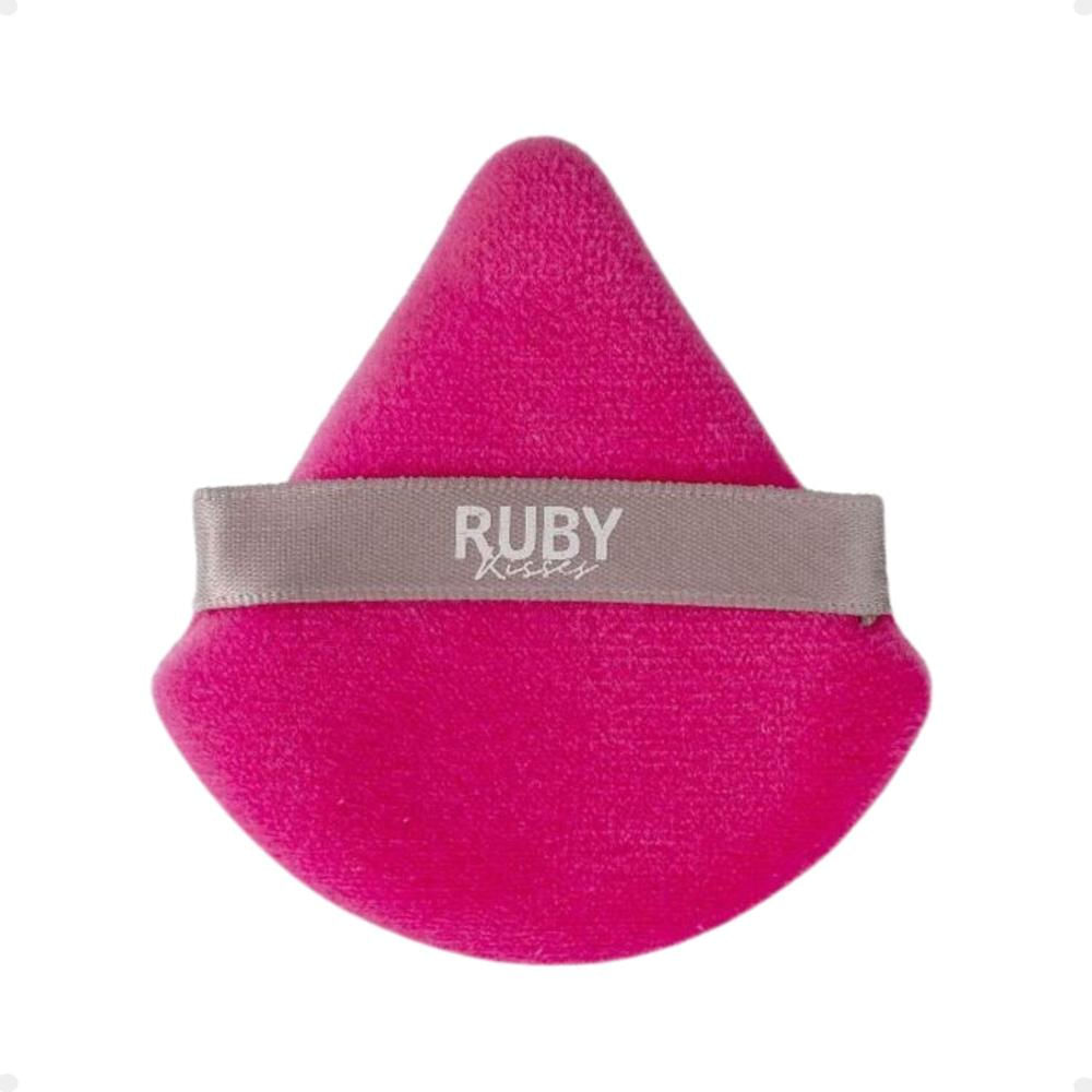 Esponja Puff Para Pó Ruby Kisses Triangular Rosa e Cinza