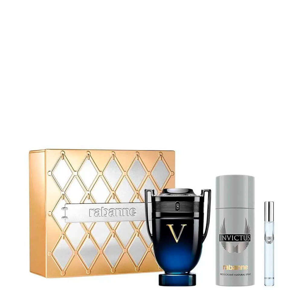 Kit Rabanne Invictus Victory Elixir - Edp 100ml + Deo 150ml + Travel Size 10ml