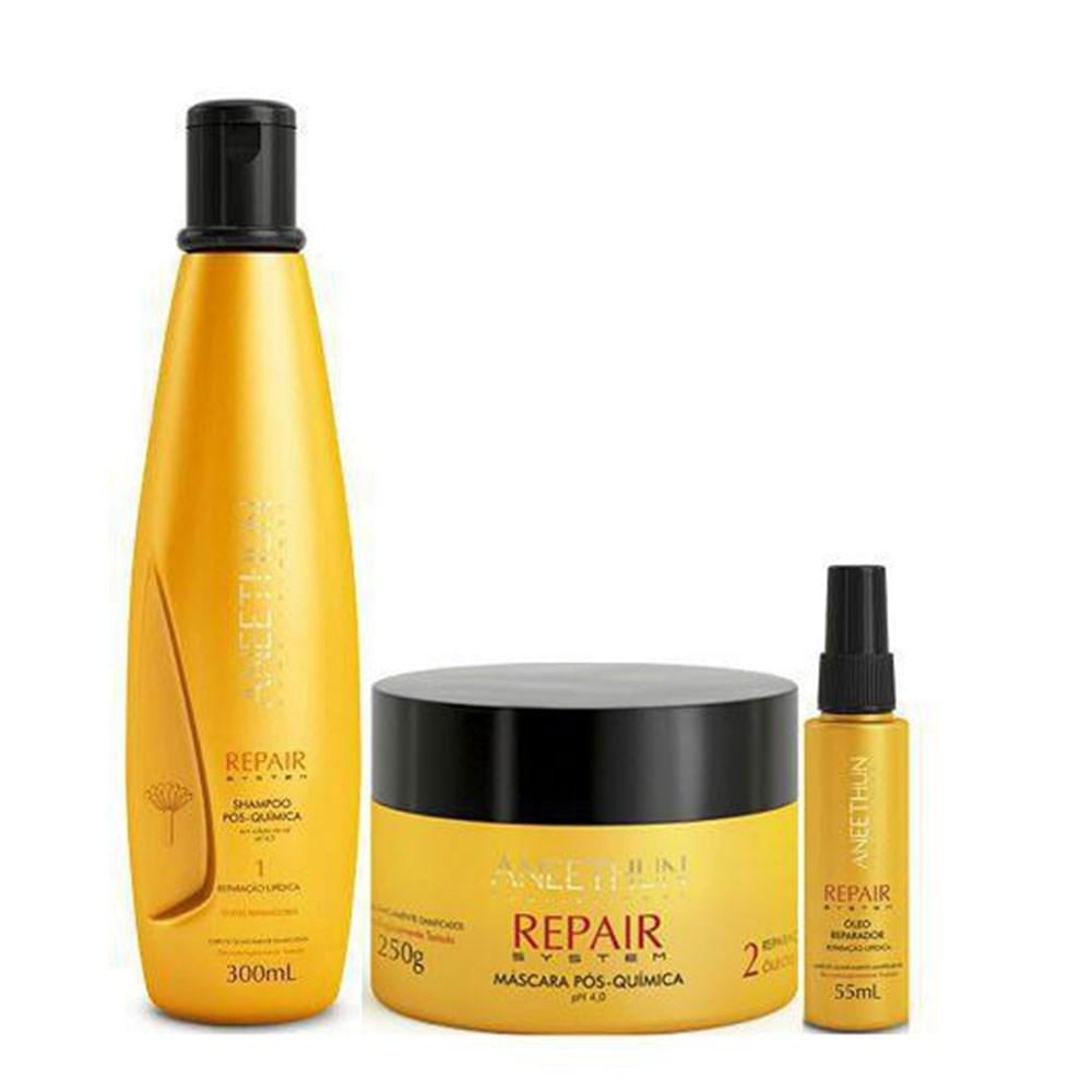 Aneethun Repair Shampoo 300ml + Máscara 250g + Óleo Reparador 55ml