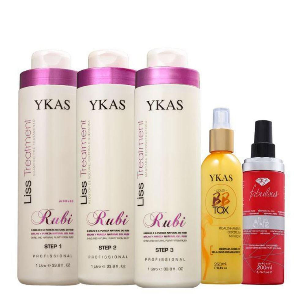 Ykas Progressiva Rubi (3 x 1 litro) + Ykas Fabulous All In One + Ykas Botox Líquido Tratamento 250ml