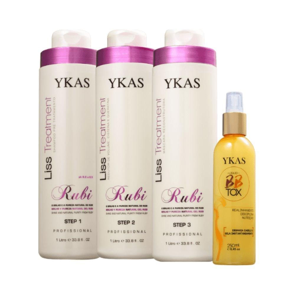 Ykas Progressiva Rubi (3 x 1 litro) + Ykas Botox Líquido Tratamento 250ml
