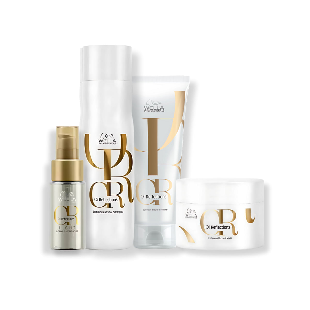 Kit com 4 Produtos Wella-Oil Reflections Shampoo + Condicionador + Máscara + Óleo Light para Cabelos Secos