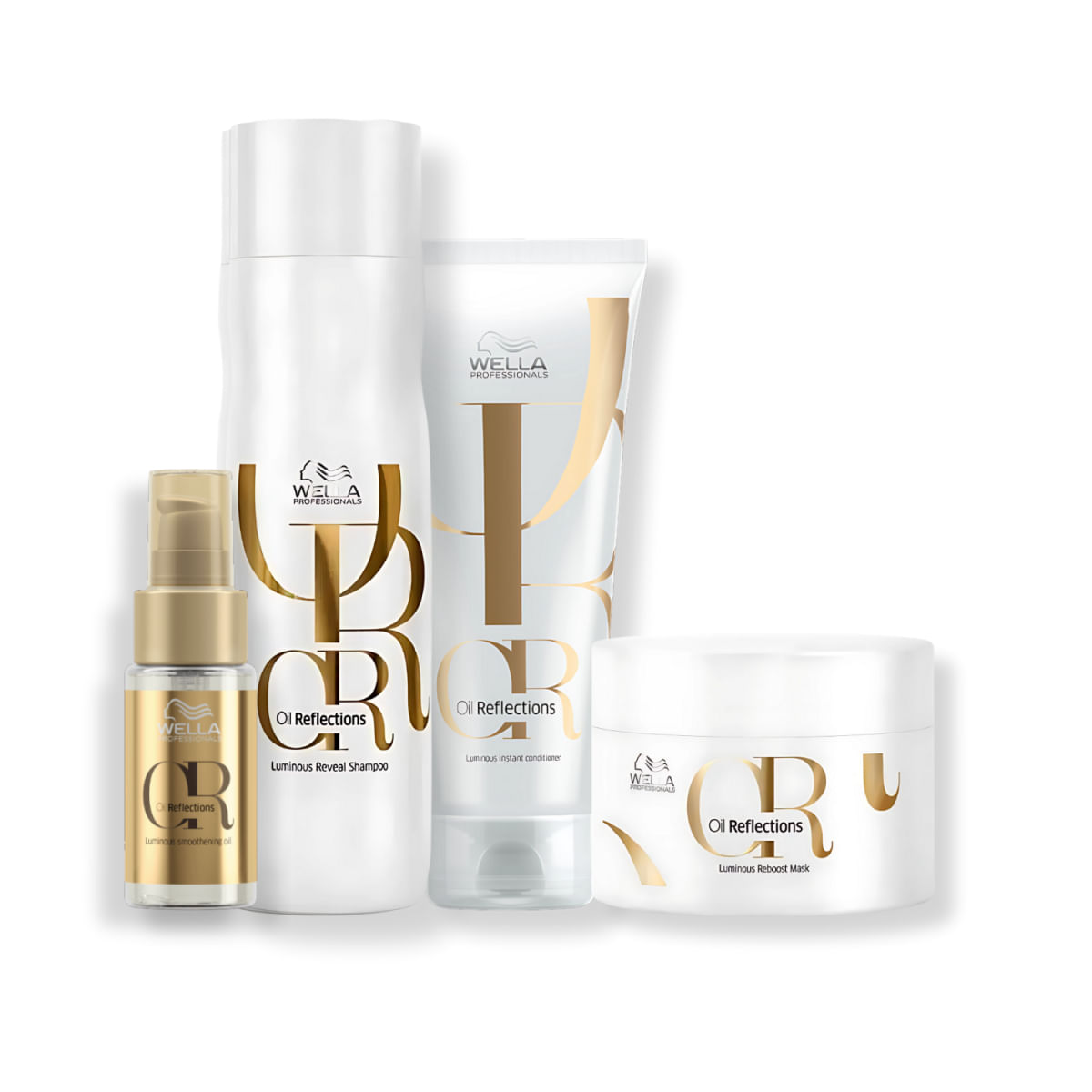 Kit com 4 Produtos Wella-Oil Reflections Shampoo + Condicionador + Máscara + Óleo para Cabelos Secos