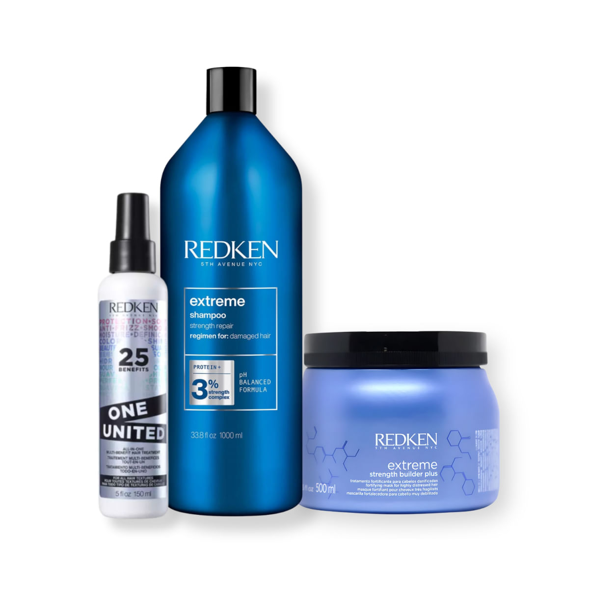 Kit Redken Extreme Shampoo Máscara Leave-in  (3 produtos)
