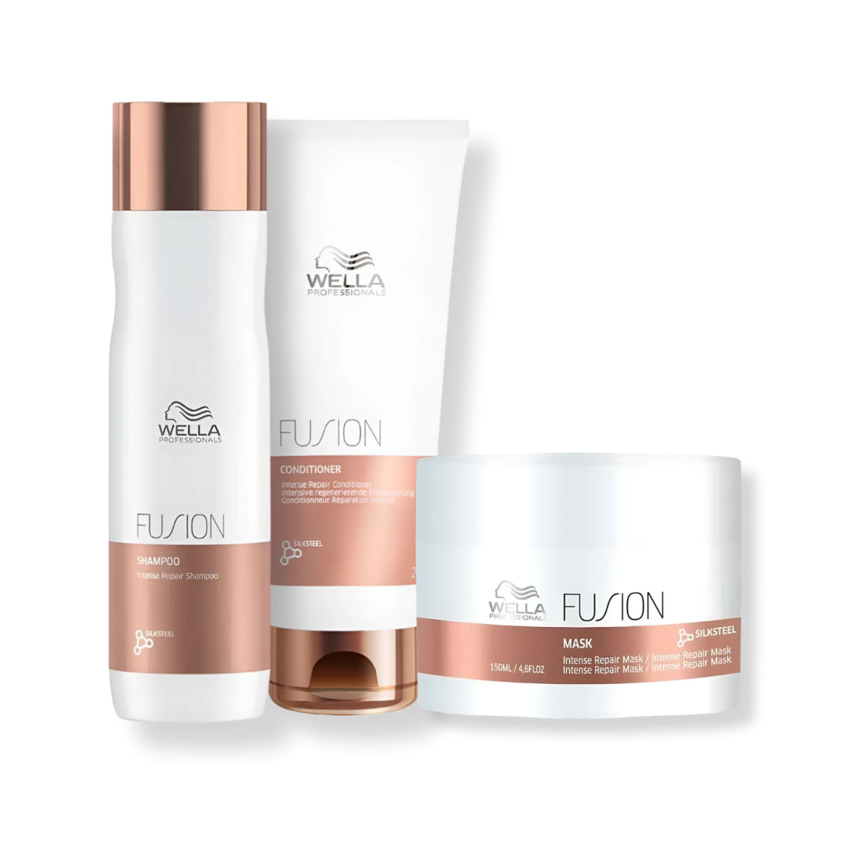 Kit com 3 Produtos: Wella Nutri-Fusion Shampoo + Condicionador + Máscara para Cabelos Danificados