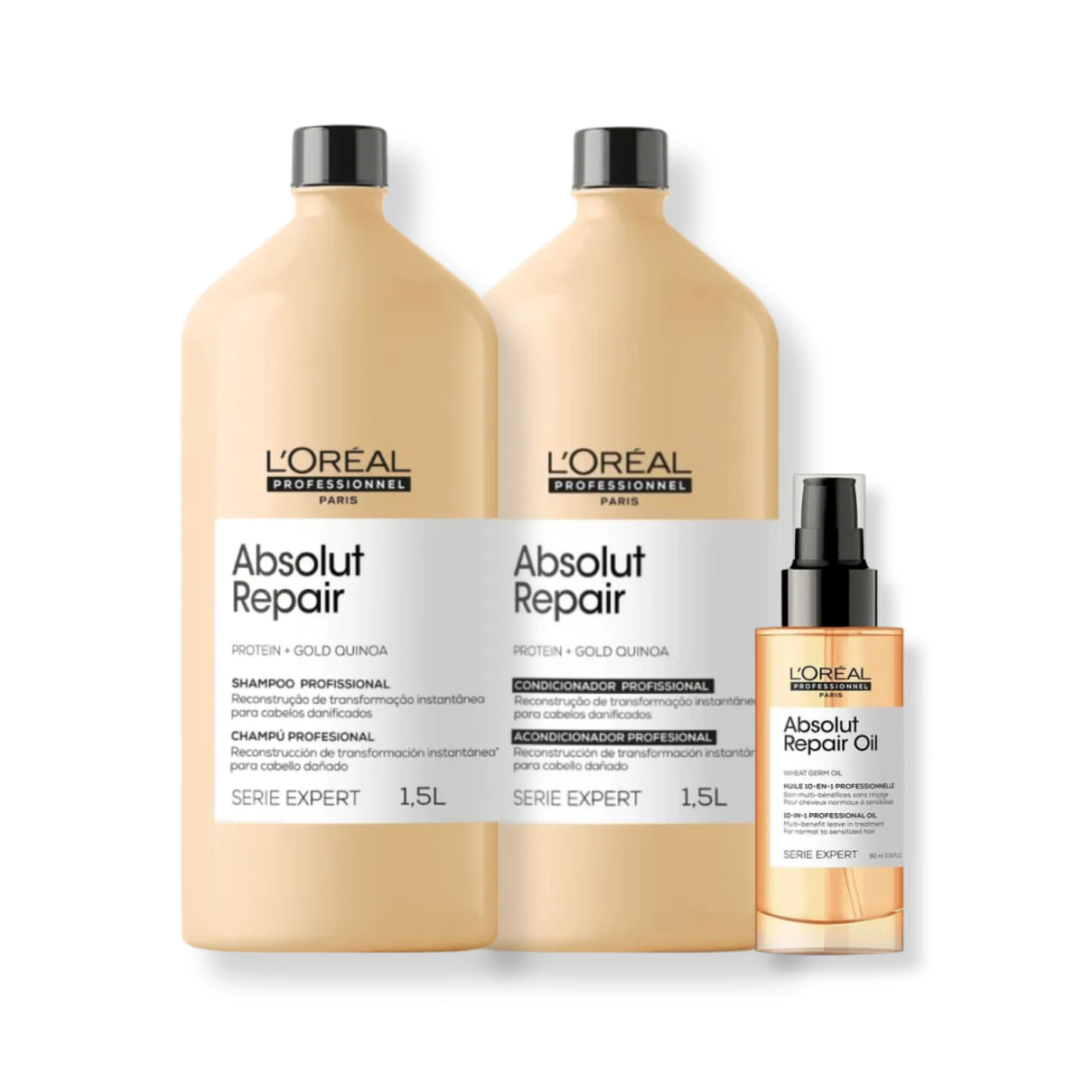 Kit L'Oréal Professionnel Serie Expert Absolut Repair Gold Quinoa + Protein Salon Trio Care (3 Produtos)