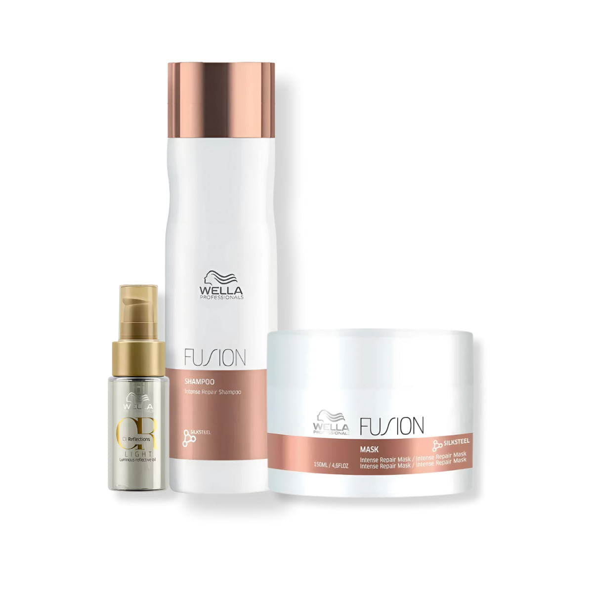 Kit com 3 Produtos: Wella Nutri-Fusion Shampoo + Máscara + Óleo Light para Cabelos Danificados