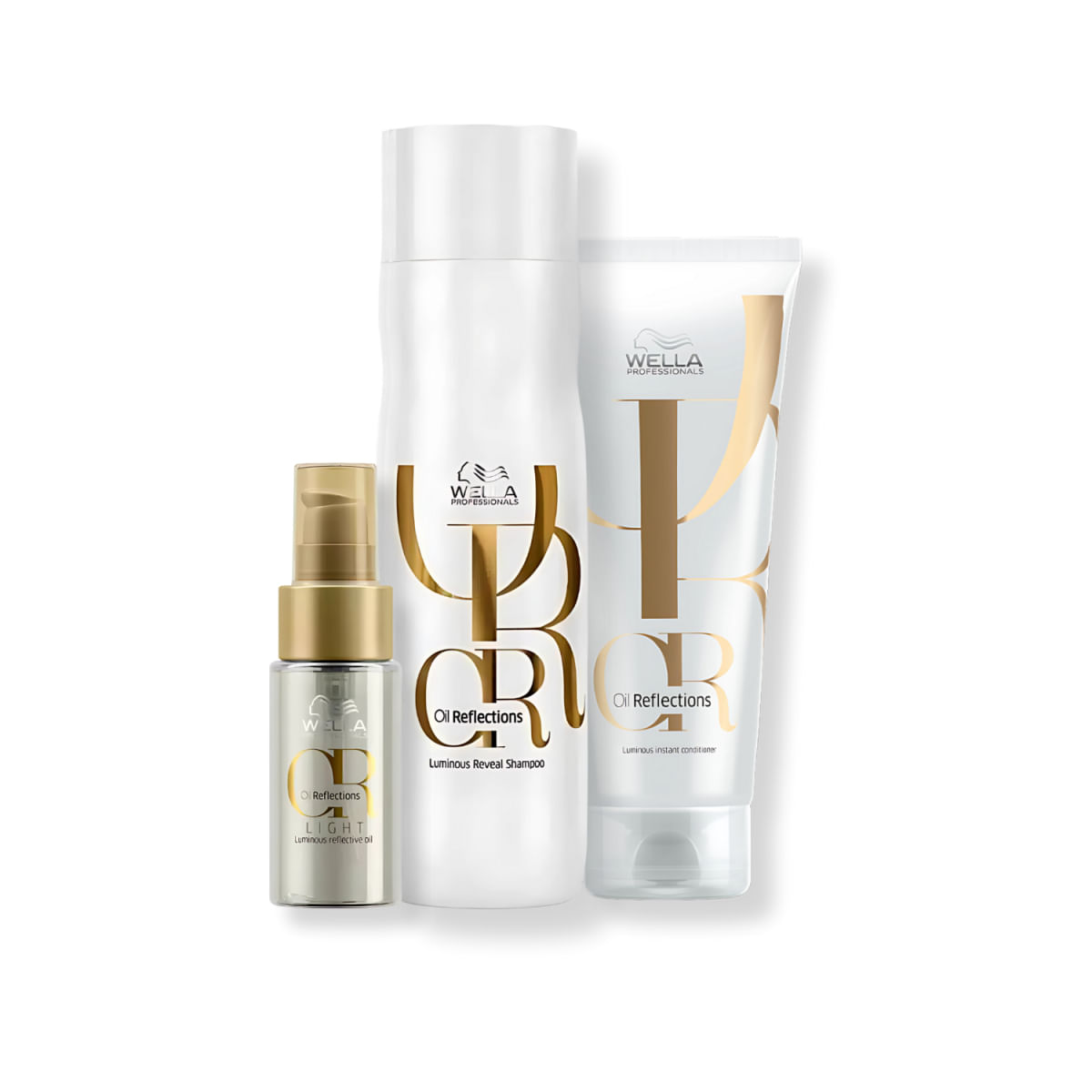 Kit com 3 Produtos: Wella-Oil Reflections Shampoo + Condicionador + Óleo Light para Cabelos Secos