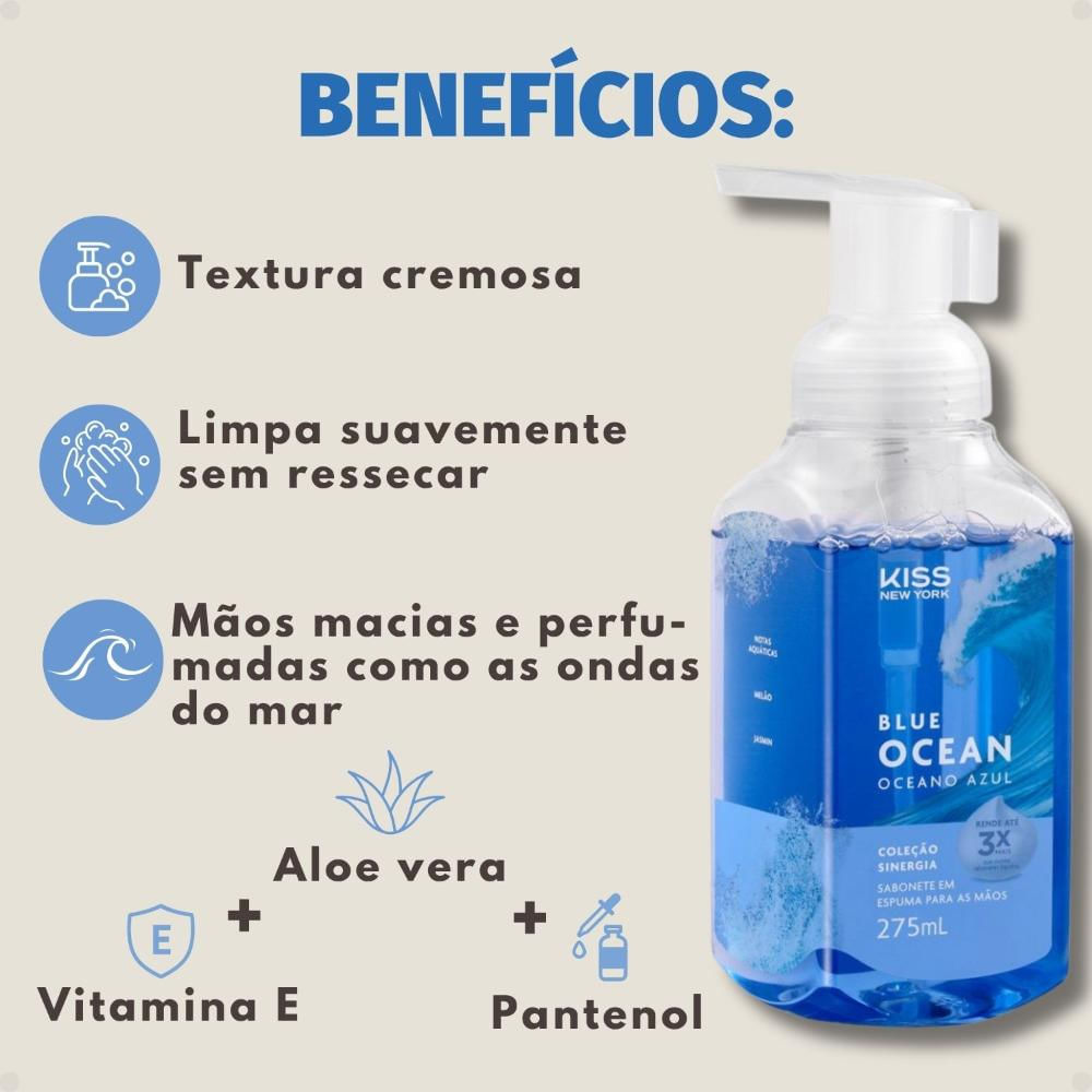 Sabonete em Espuma Para Mãos Kiss New York Blue Ocean 275ml