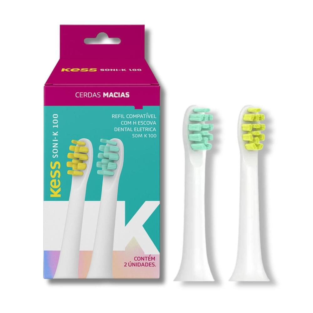 Refil Para Escova Dental Elétrica Kess Soni-K 100 Com 2 Unidades