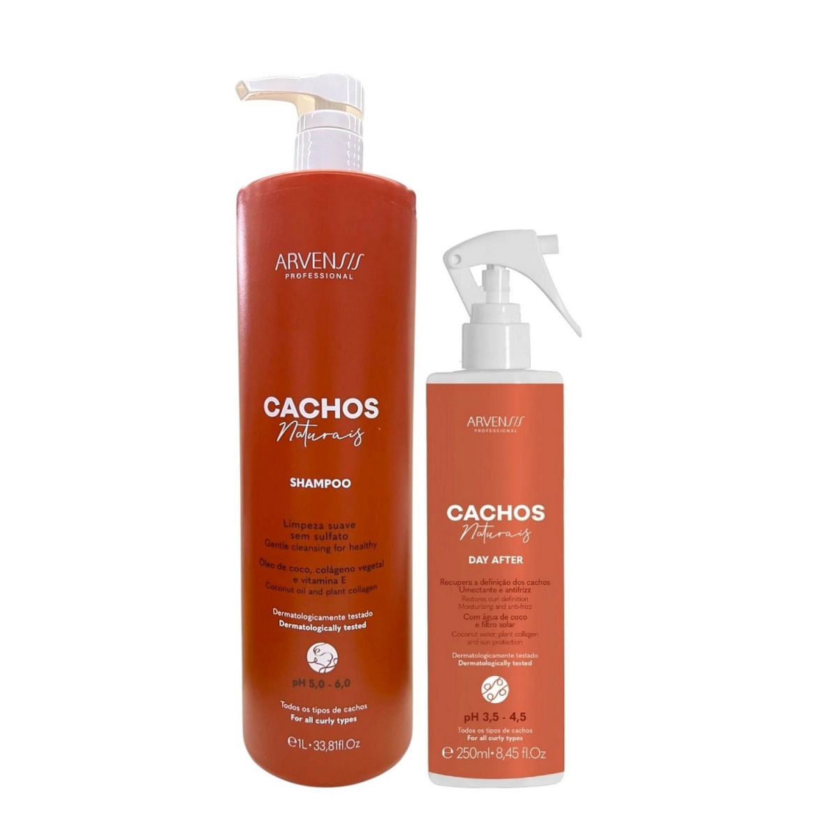 Kit Arvensis Professional Cachos Naturais - Shampoo 1L + Day After 250ml