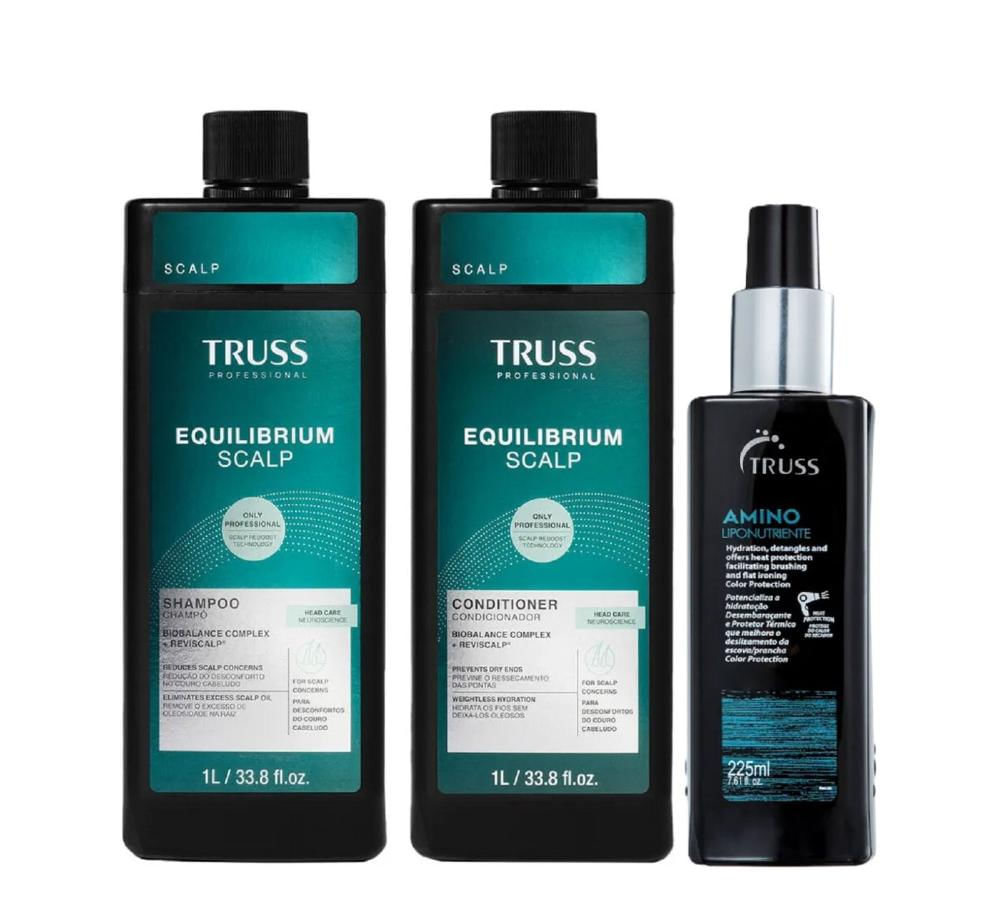 Kit Truss Equilibrium Scalp - Shampoo 1L + Condicionador 1L + Amino Liponutriente 225ml