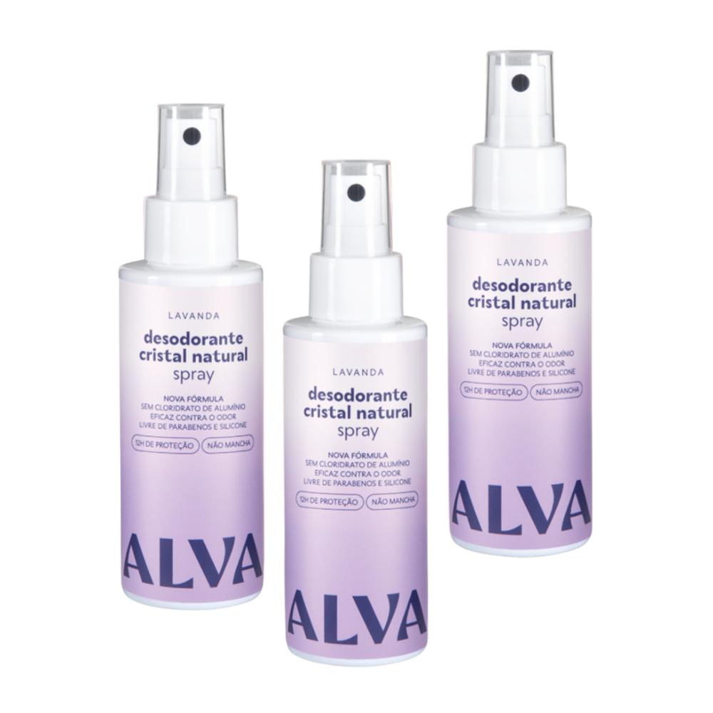 Kit Trio Cristal 3 Desodorantes Cristal Spray Lavanda 120ml