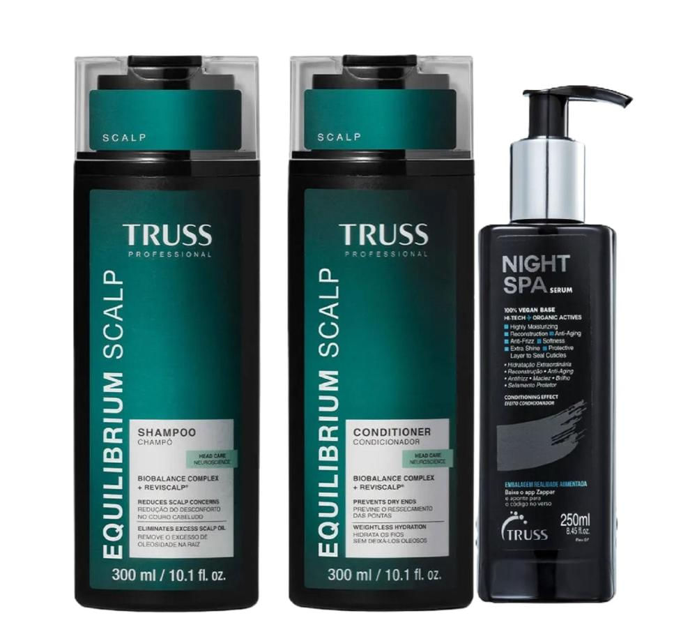 Kit Truss Equilibrium Scalp - Shampoo 300ml + Condicionador 300ml + Night SPA 250ml