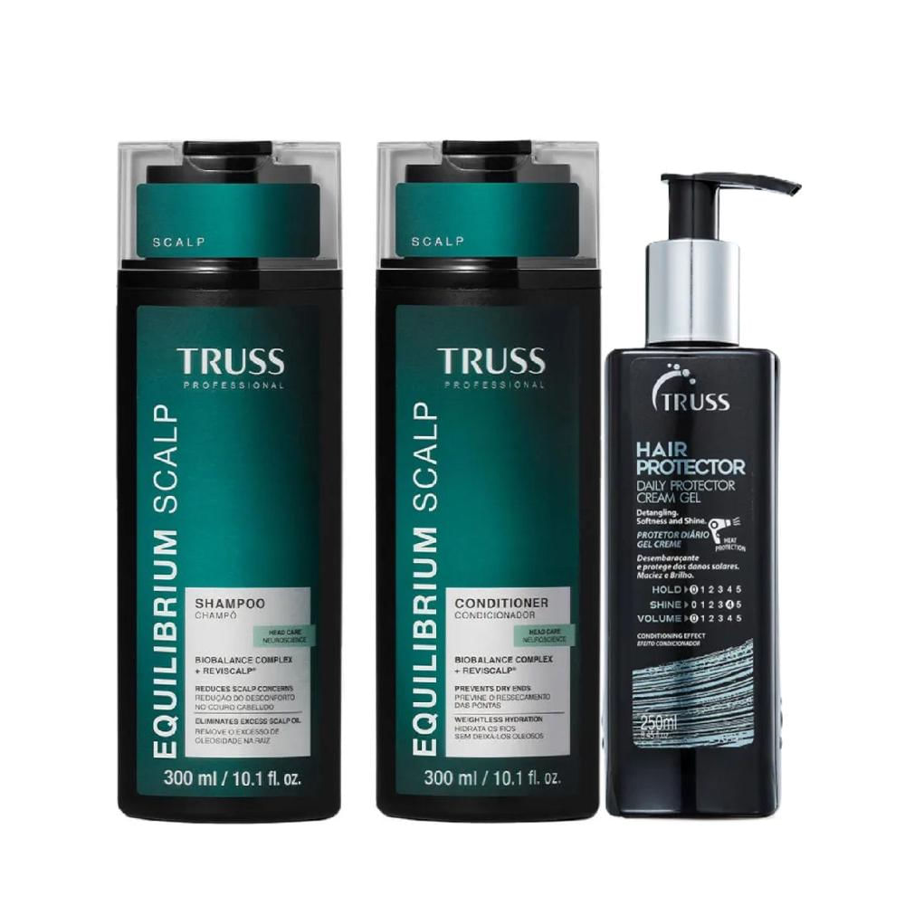 Kit Truss Equilibrium Scalp - Shampoo 300ml + Condicionador 300ml + Hair Protector 250ml