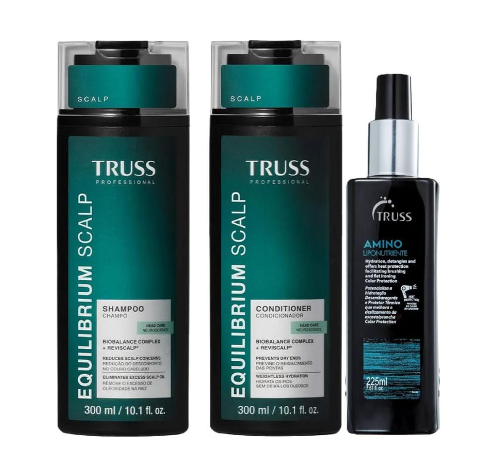 Kit Truss Equilibrium Scalp - Shampoo 300ml + Condicionador 300ml + Amino Liponutriente 225ml