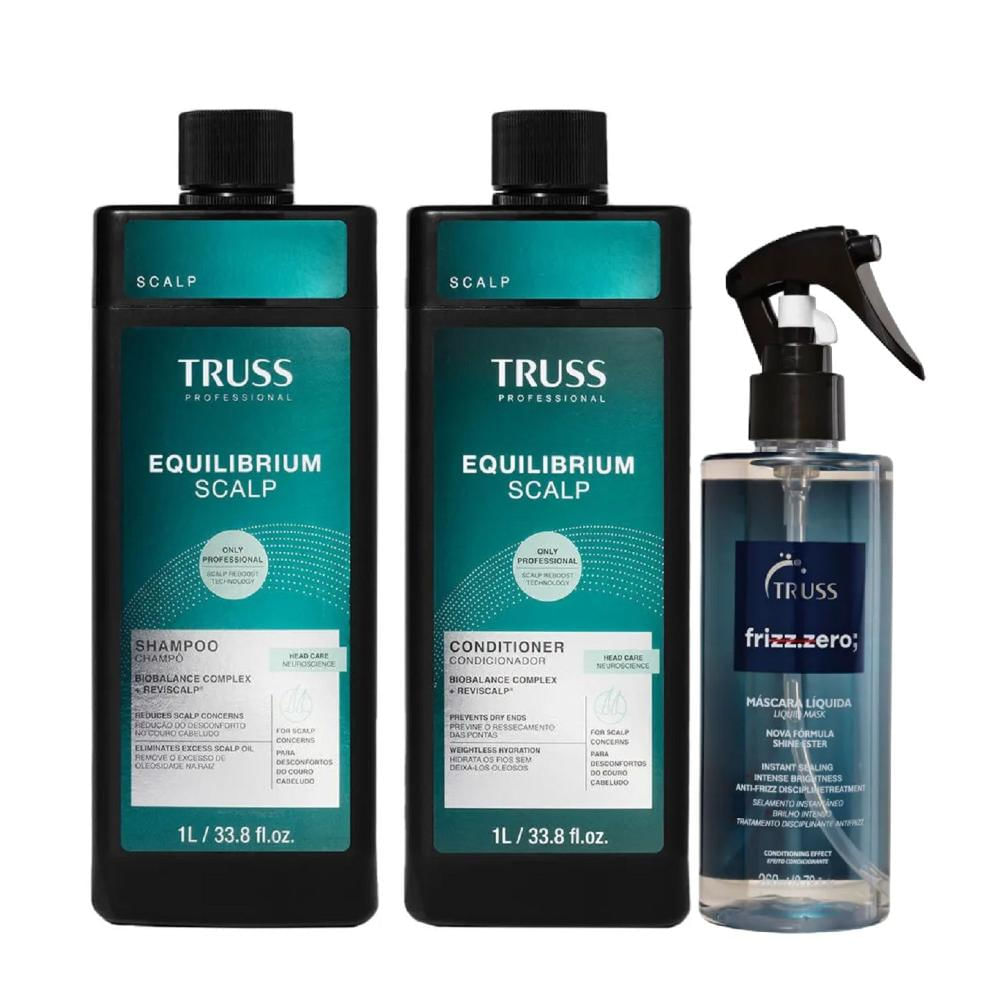 Kit Truss Equilibrium Scalp - Shampoo 1L + Condicionador 1L + Frizz Zero Máscara Líquida 260ml