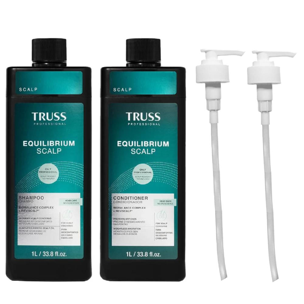 Kit Truss Equilibrium Scalp - Shampoo 1L + Condicionador 1L + 2 Válvulas