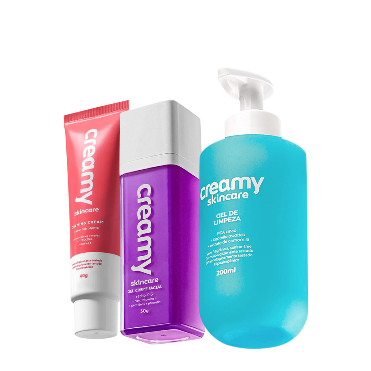 Kit Creamy Skincare Gel de Limpeza Calming Cream Retinol (3