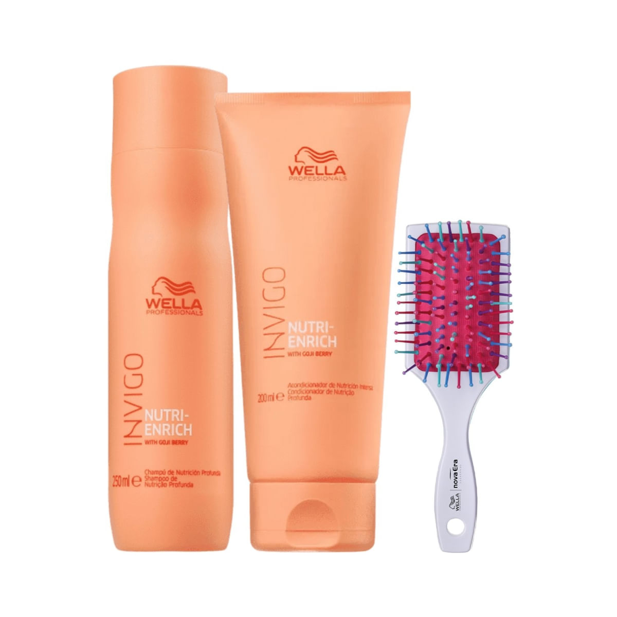 Kit Wella Nutri Enrich Shampoo 250ml, Condicionador 250ml e Escova Personalizada