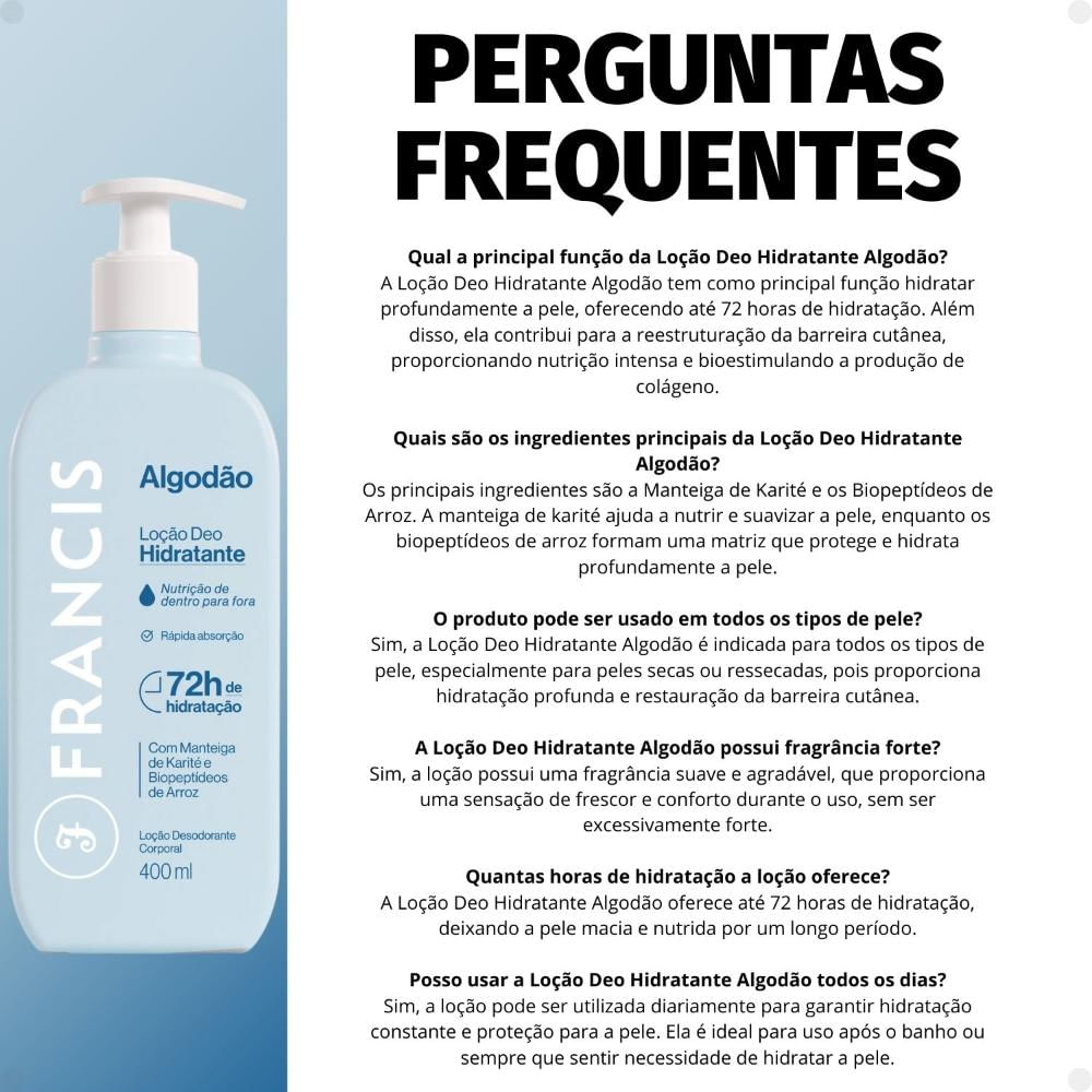 Loção Deo Hidratante Francis Algodão 400ml - Época Cosméticos
