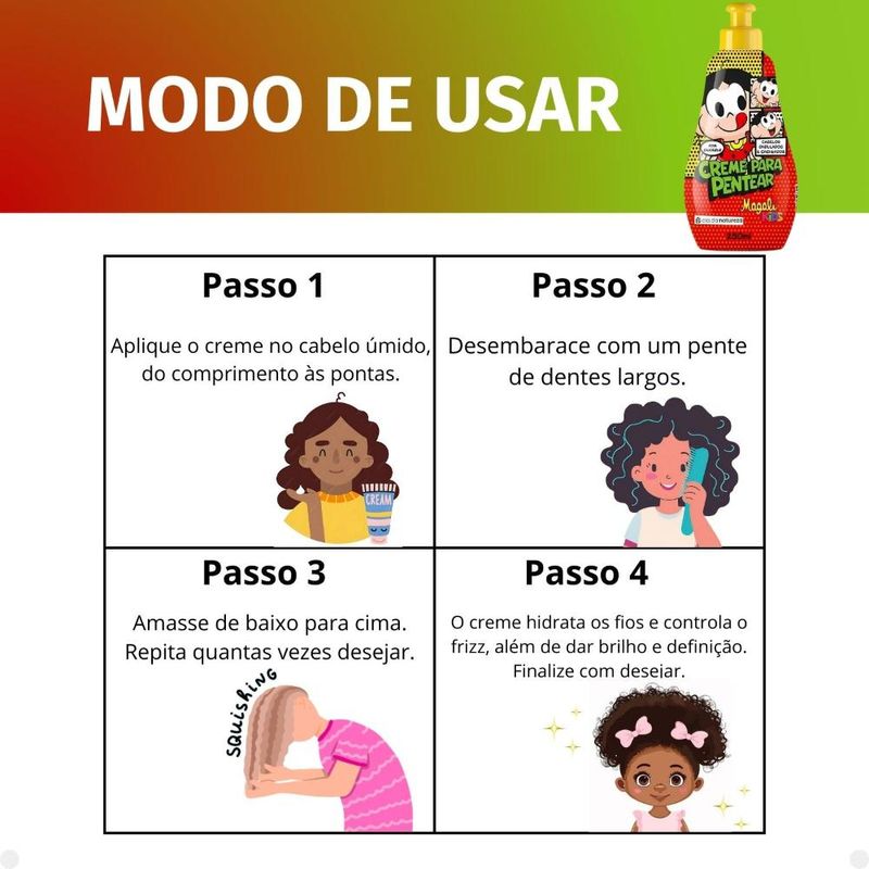 Creme para Pentear Cia da Natureza Magali Kids Cabelos Ondulados e
