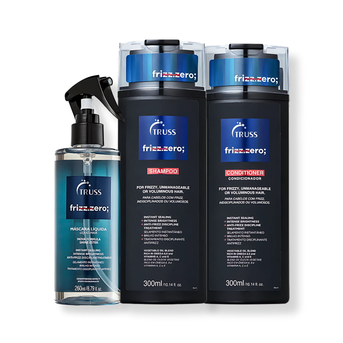 Kit com 3 Produtos Truss Frizz Zero Shampoo , Condicionador e Spray Frizz para Cabelos com Frizz