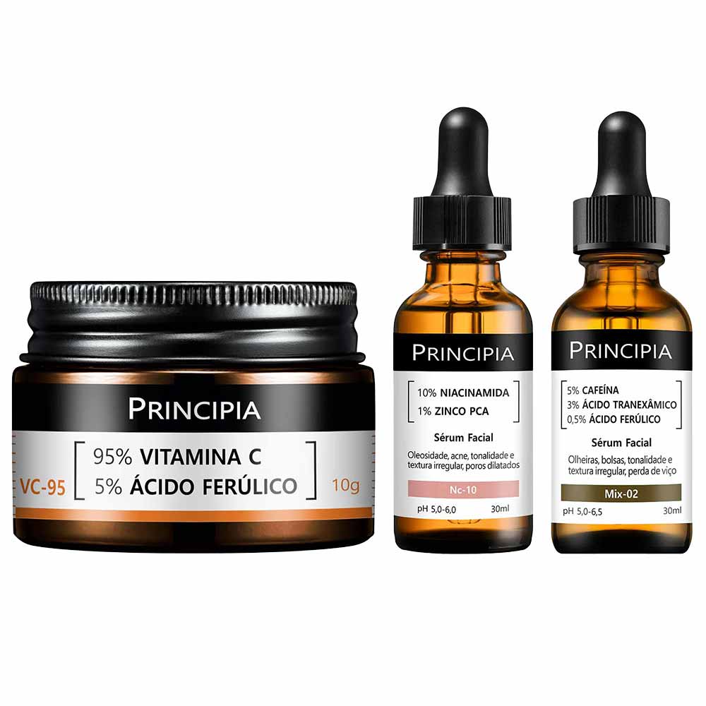 Principia Anti-idade Kit - Sérum Nc-10 + Pó Facial Ultrafino VC-95 + Sérum Mix-02