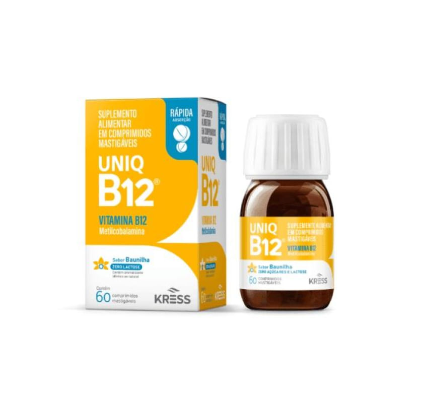 Uniq B12 Suplemento Alimentar Kress Sabor Baunilha 60cpr