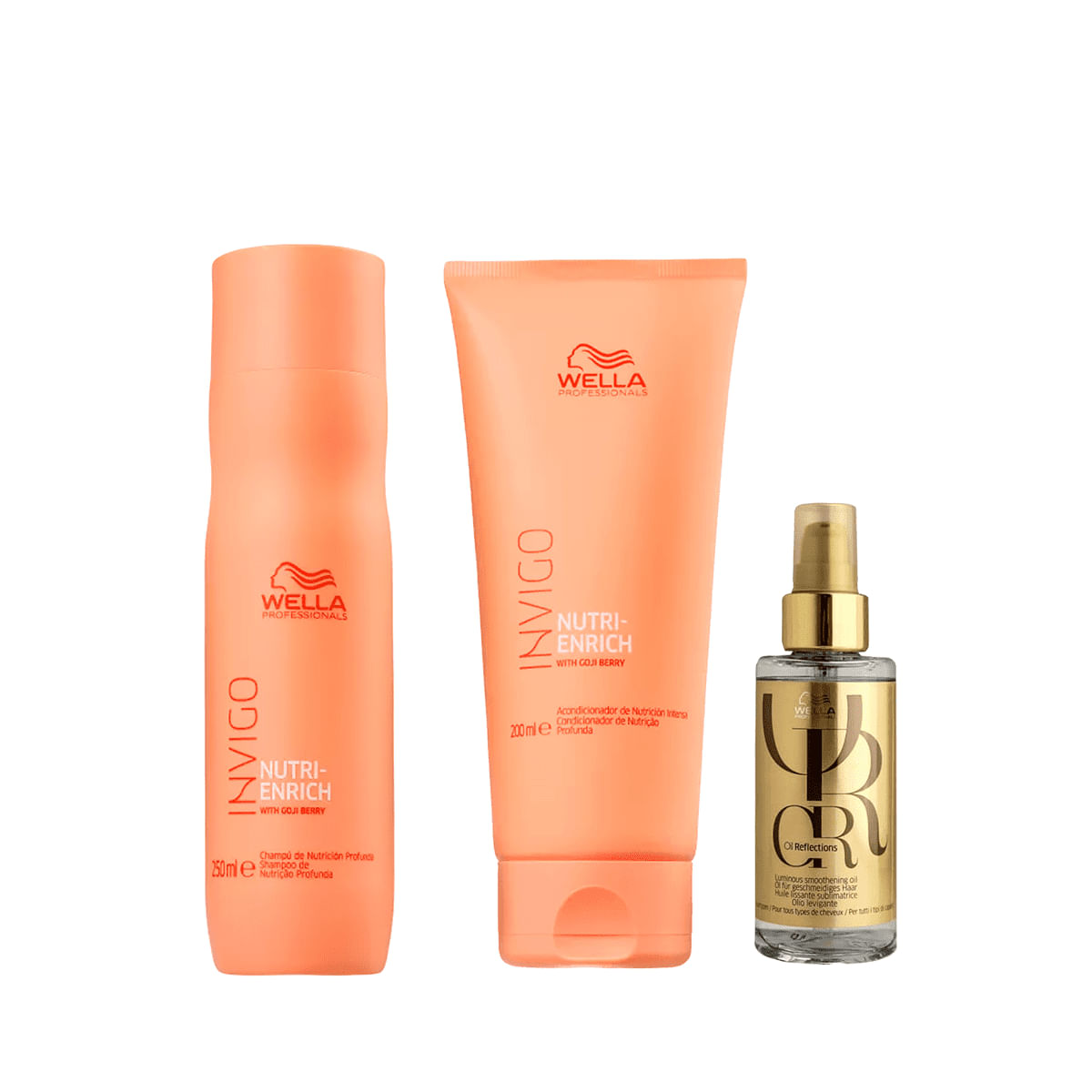 Kit Enrich Shampoo, Condicionador e Oil Reflections 100ml - Wella