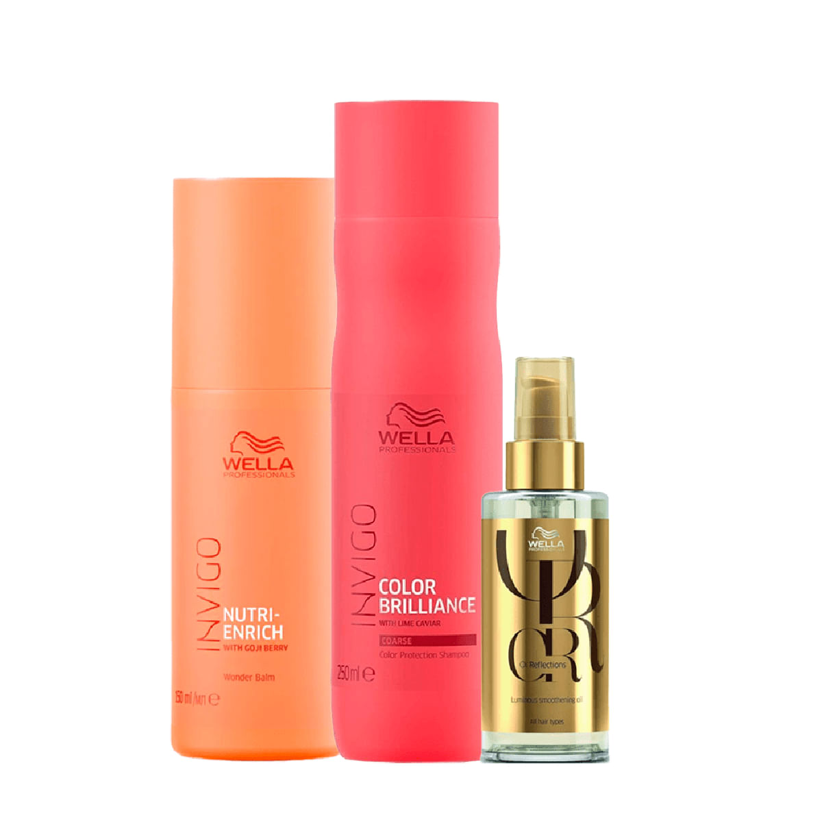 Kit Shampoo Brilliance, Leave-in Enrich e Oil Reflections - Wella