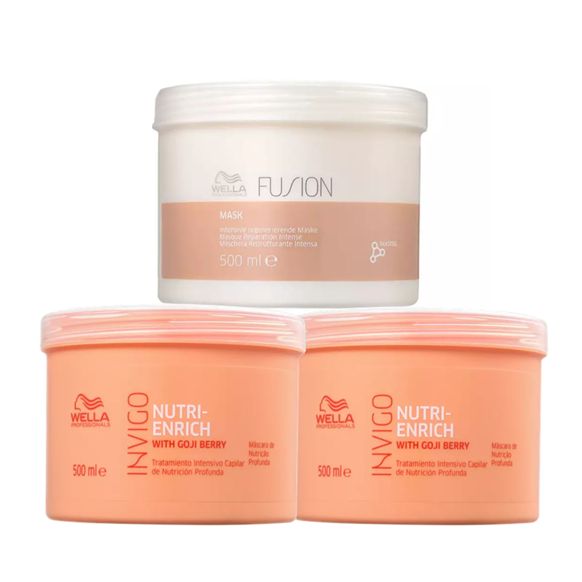 Kit Wella 2 Mascara Nutri Enrich e Mascara Fusion - 500ml