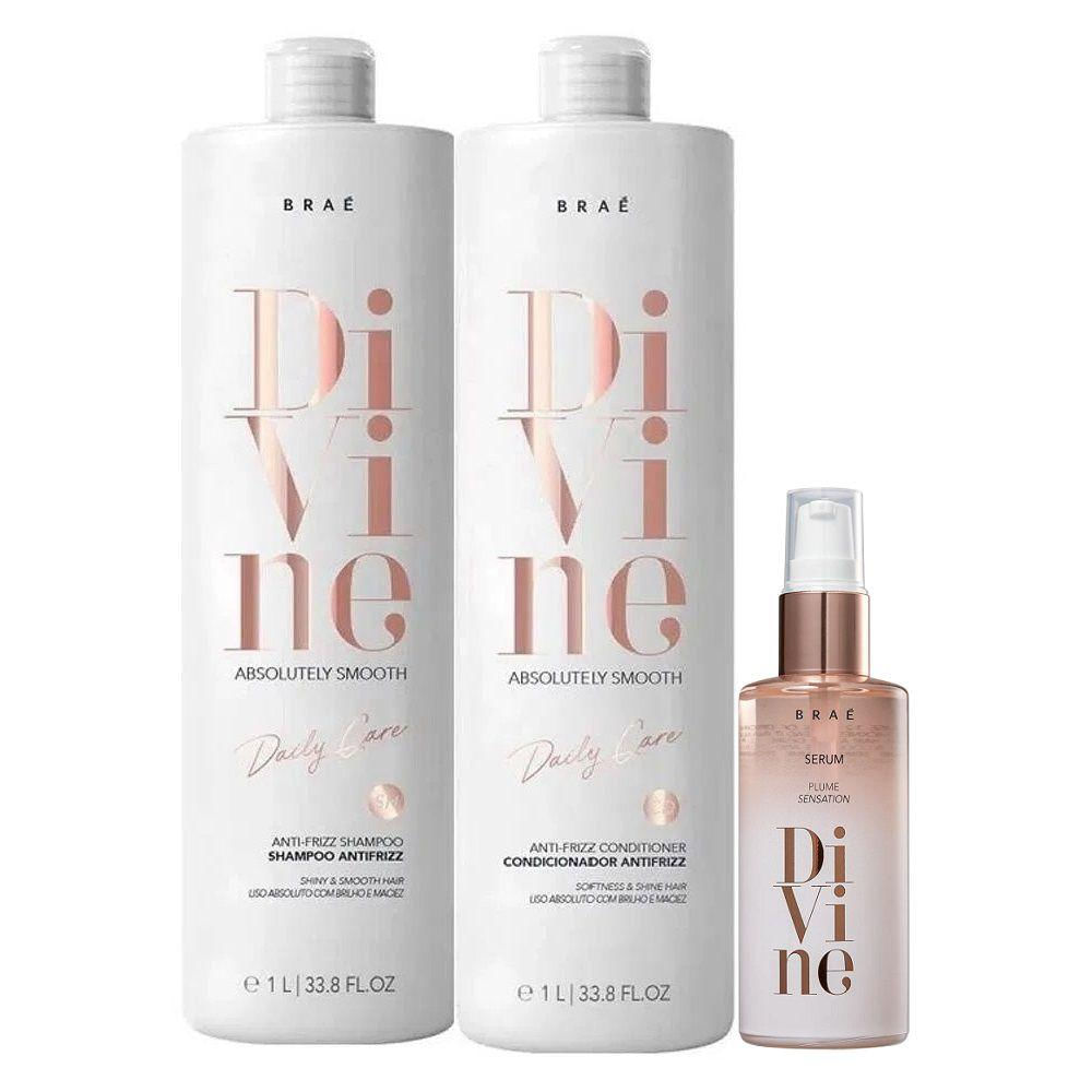 Kit Braé Divine - Shampoo 1L + Condicionador 1L + Sérum 60ml