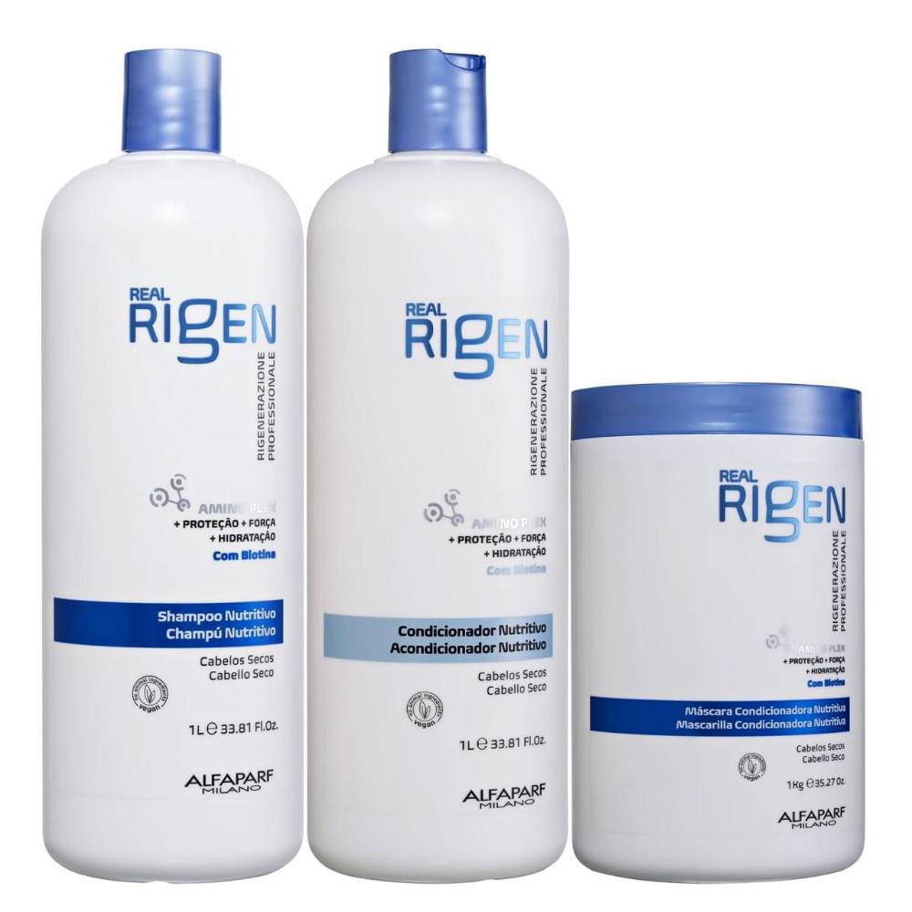 Alfaparf Milano Real Rigen Nutritivo - Shampoo 1L + Condicionador 1L + Máscara 1Kg