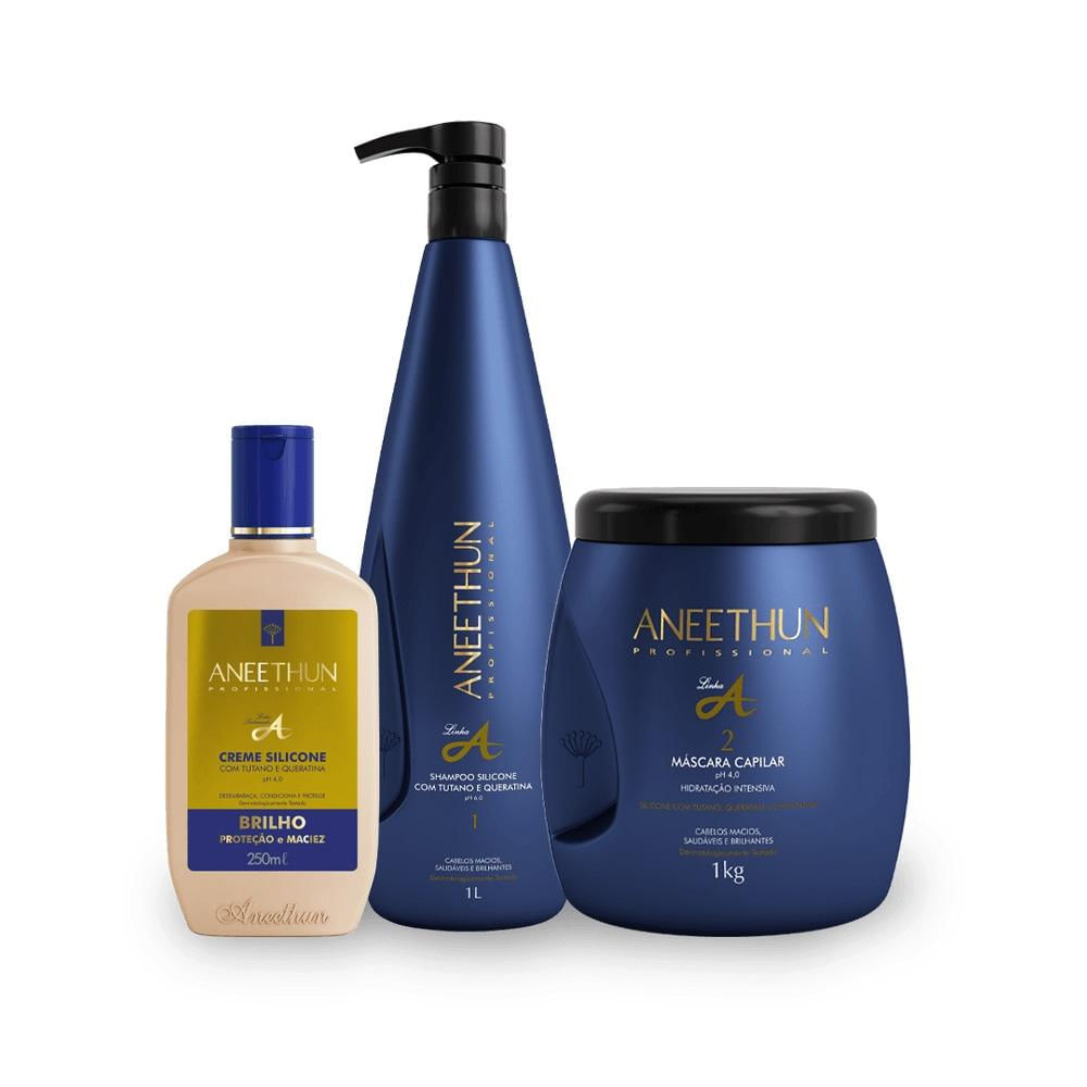 Aneethun Linha A - Shampoo 1L+ Creme de Silicone 250ml + Máscara 1kg
