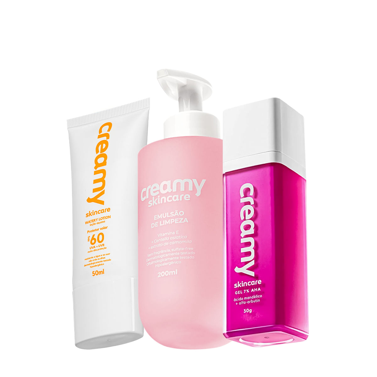 Kit Creamy Skincare Emulsão de Limpeza Mandélico FPS60 Protetor