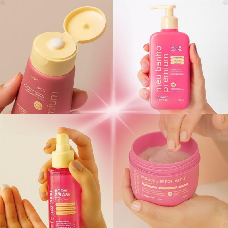 Kit LabPop by Labotrat Belle Pink: Gel de Banho, Mousse Esfoliante
