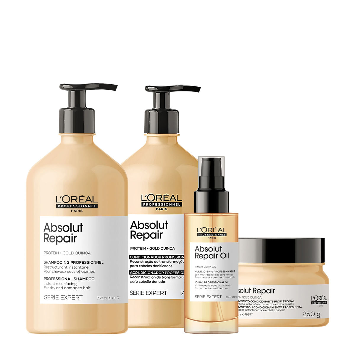Kit L'Oréal Professionnel Absolut Repair Gold Home Care Oil 90 (4 produtos)