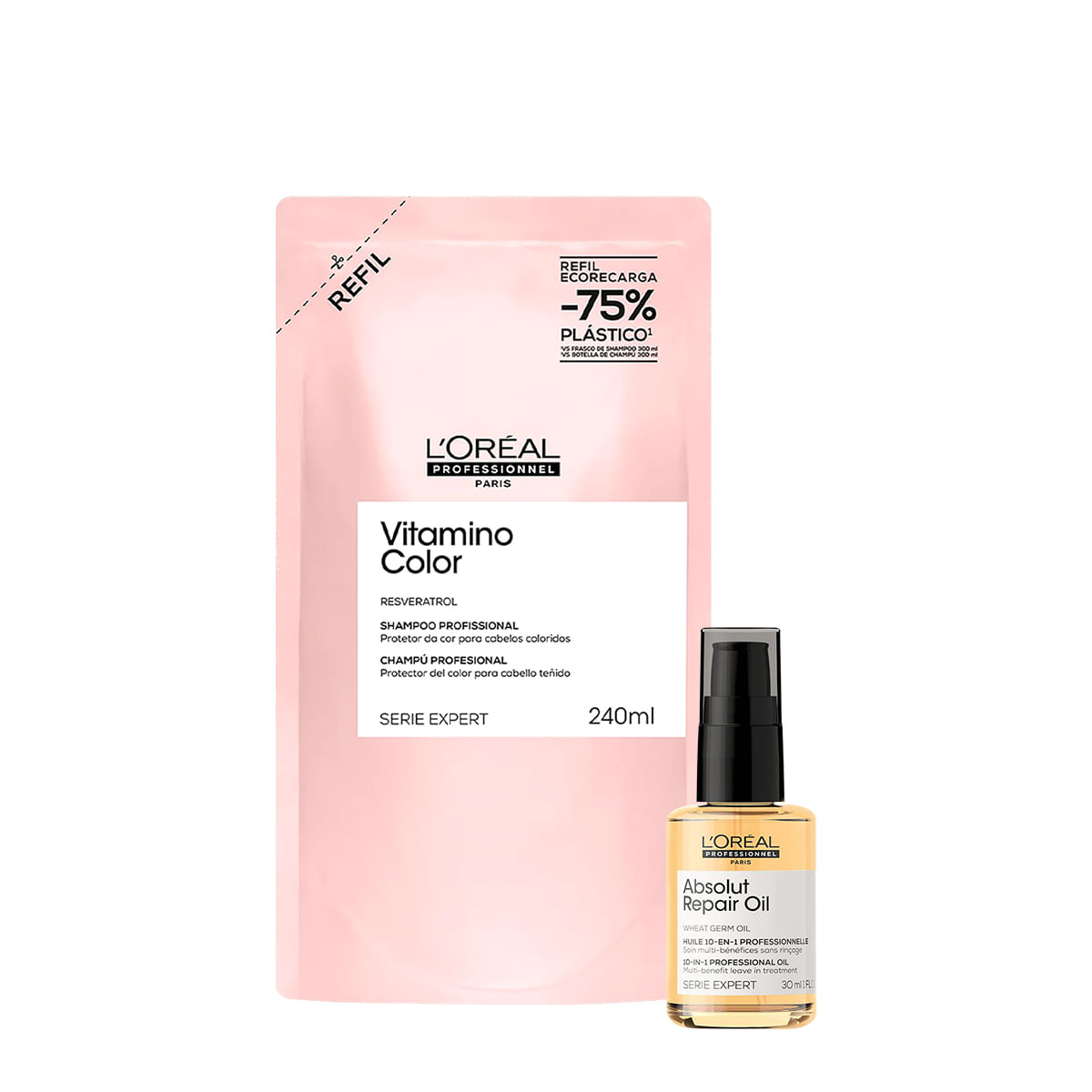 Kit L'Oréal Professionnel Vitamino Color Repair Shampoo Refil Oil 30 (2 produtos)